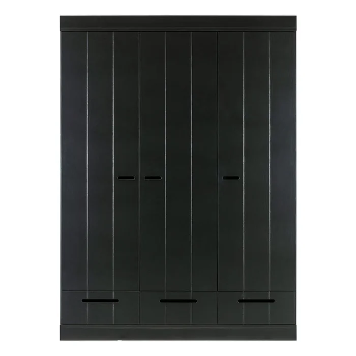 Černá borovicová šatní skříň 140x195 cm Connect