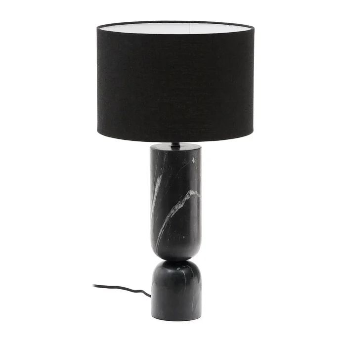 Černá mramorová stolní lampa Vex s textilním stínidlem