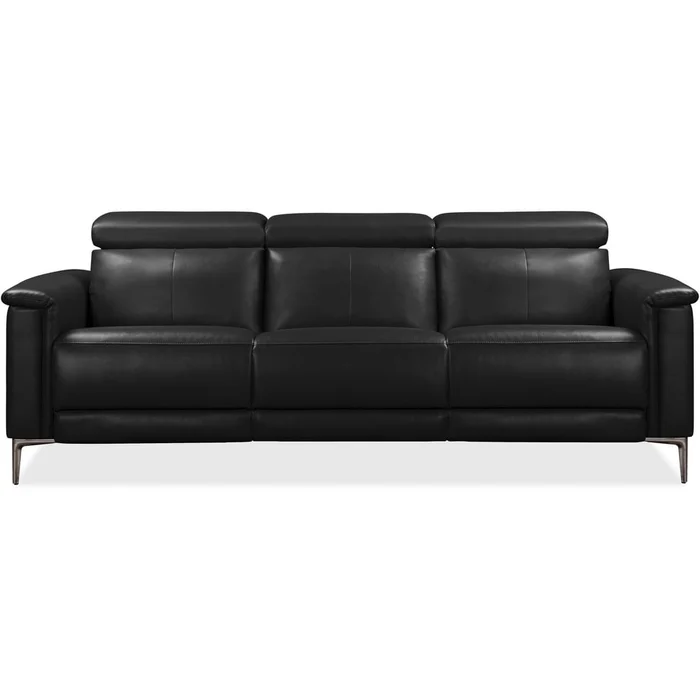 Černá pohovka z imitace kůže Lund 222 cm