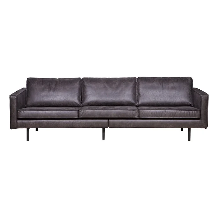 Černá pohovka z recyklované kůže BePureHome Rodeo 277 cm