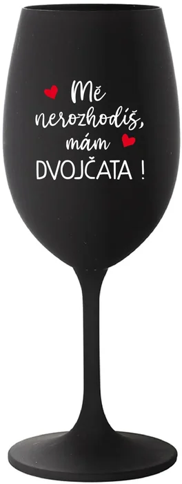 Černá sklenice na víno s motivem Dvojčata