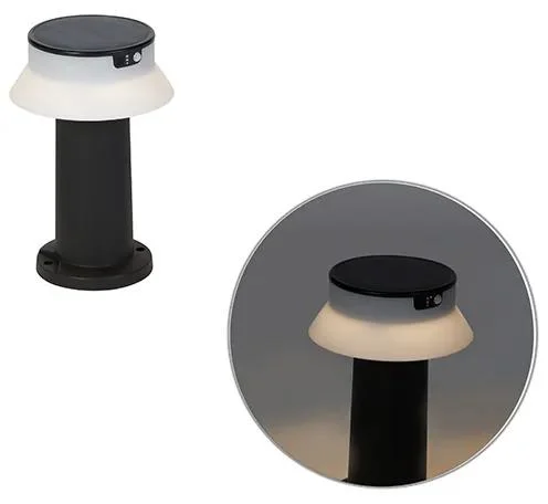 Černá solární LED lampa se stmíváním pro venkovní použití - Felice IP55