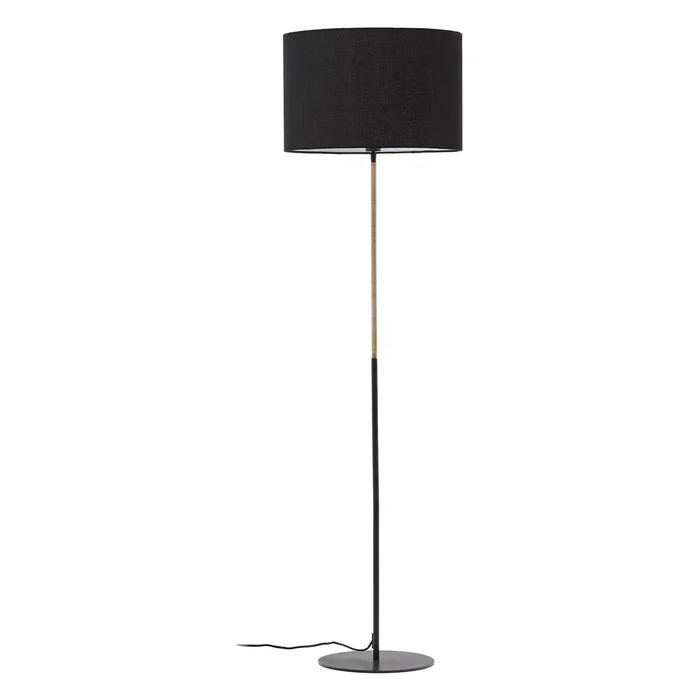 Černá stojací lampa Canar s textilním stínidlem