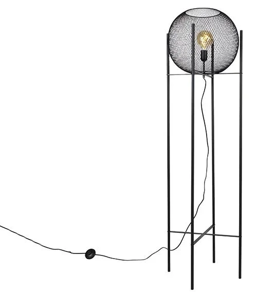 Černá stojací lampa Mesh Ball
