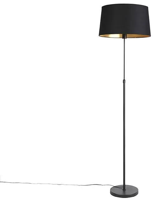 Černá stojací lampa s nastavitelnou výškou a stínítkem