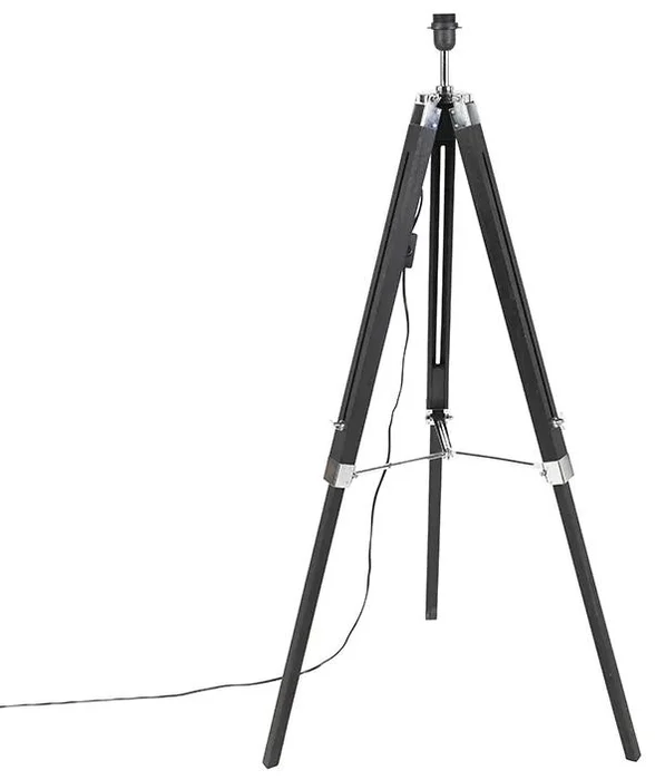 Černá stojací lampa Tripod bez stínidla