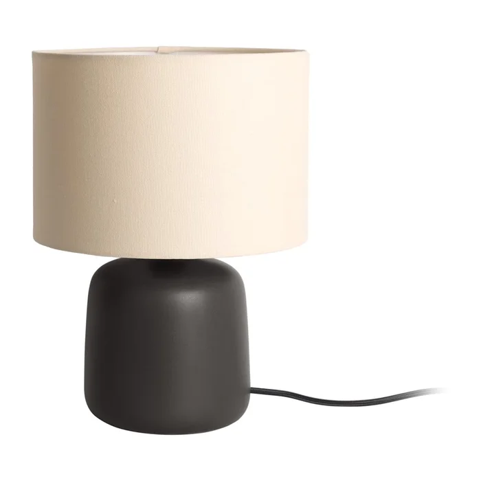 Černá stolní lampa Alma s textilním stínidlem