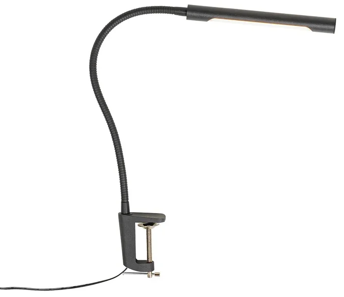 Černá stolní lampa s klipem a dotykovým stmívačem včetně LED - Lionard