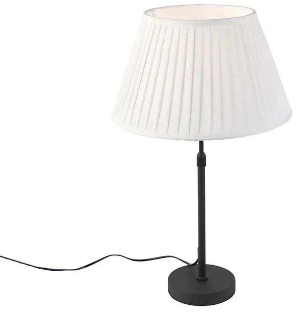 Černá stolní lampa s plisovaným stínítkem a nastavitelnou výškou