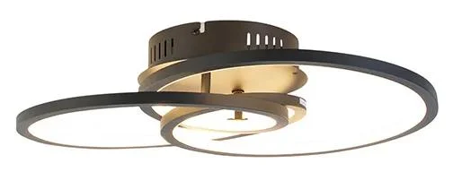 Černá stropní LED lampa 45 cm s stmívačem