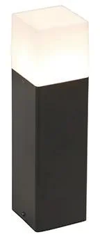 Černá venkovní stojací lampa s opálovým sklem 30 cm