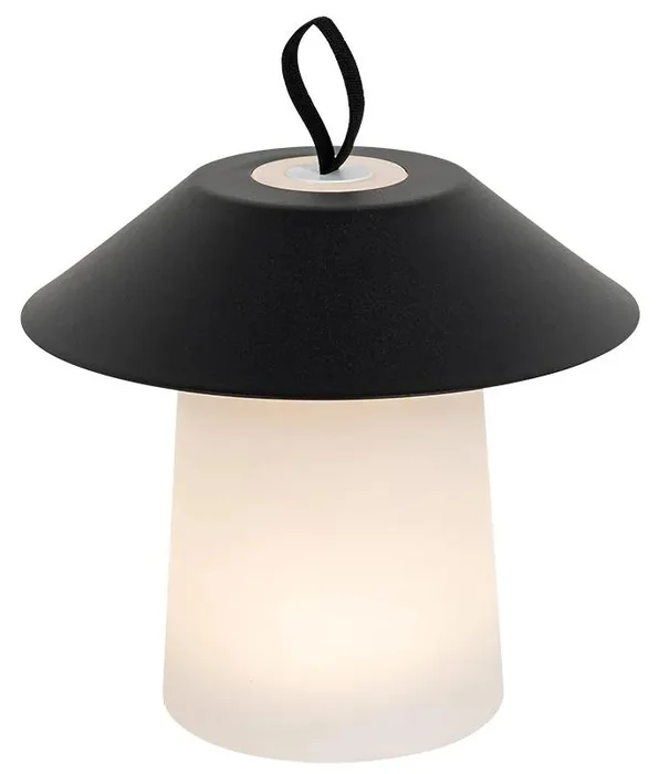 Černá venkovní stolní LED lampa s nastaviteľným stmívačem