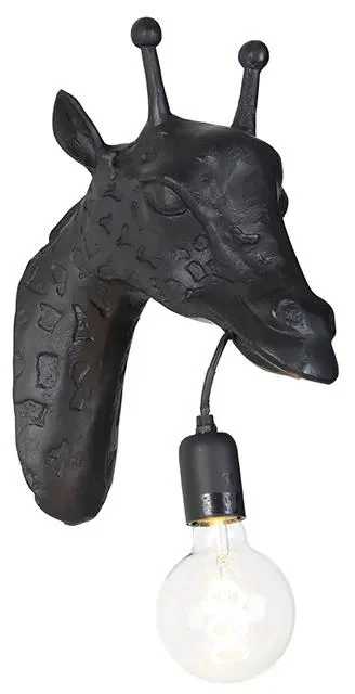 Černá zvířecí nástěnná lampa Žirafa