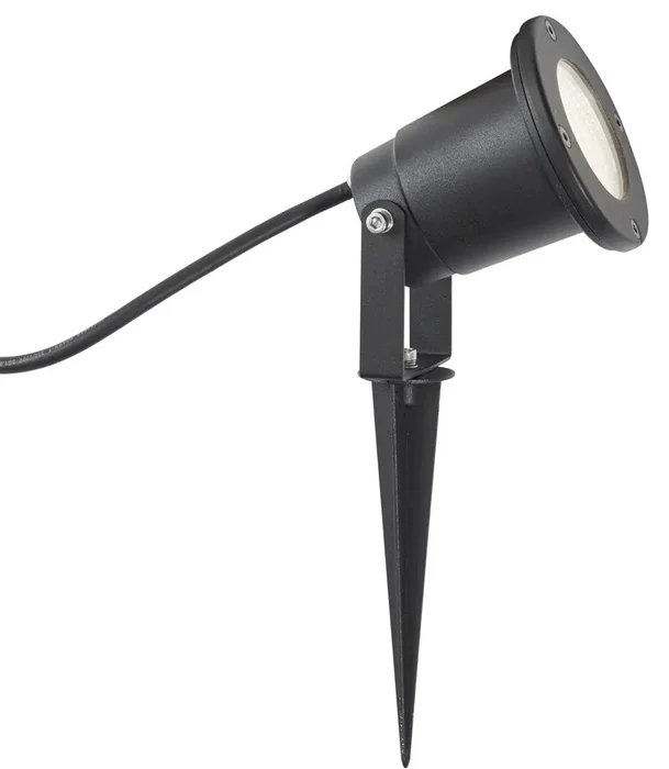 Černé bodové zahradní světlo s LED a zemním hrotem
