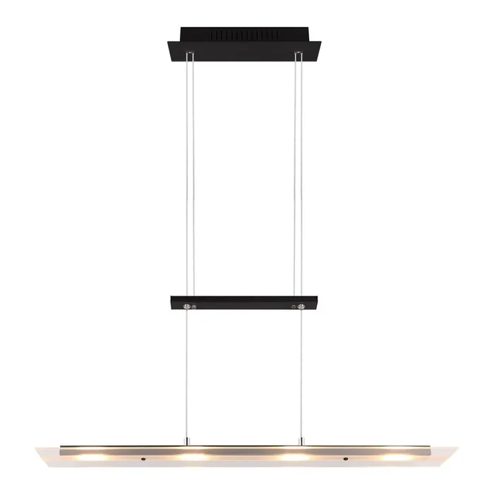 Černé LED závěsné svítidlo Milos se skleněným stínidlem