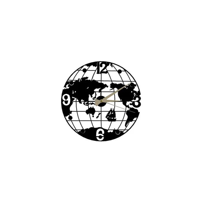 Černé nástěnné hodiny Globe Clock 50 cm