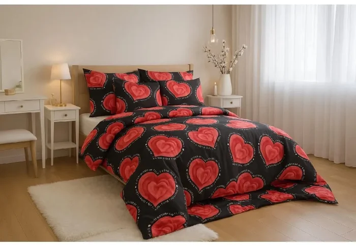 Černé polybavlněné povlečení Valentine