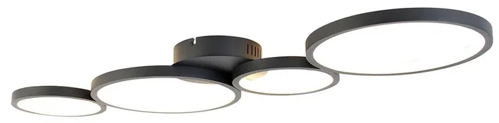 Černé stropní svítidlo Lupolo s LED a stmívačem