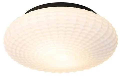 Černé stropní svítidlo s opálovým sklem 35 cm IP44