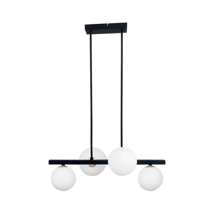 Černé závěsné svítidlo Kama s skleněným stínidlem