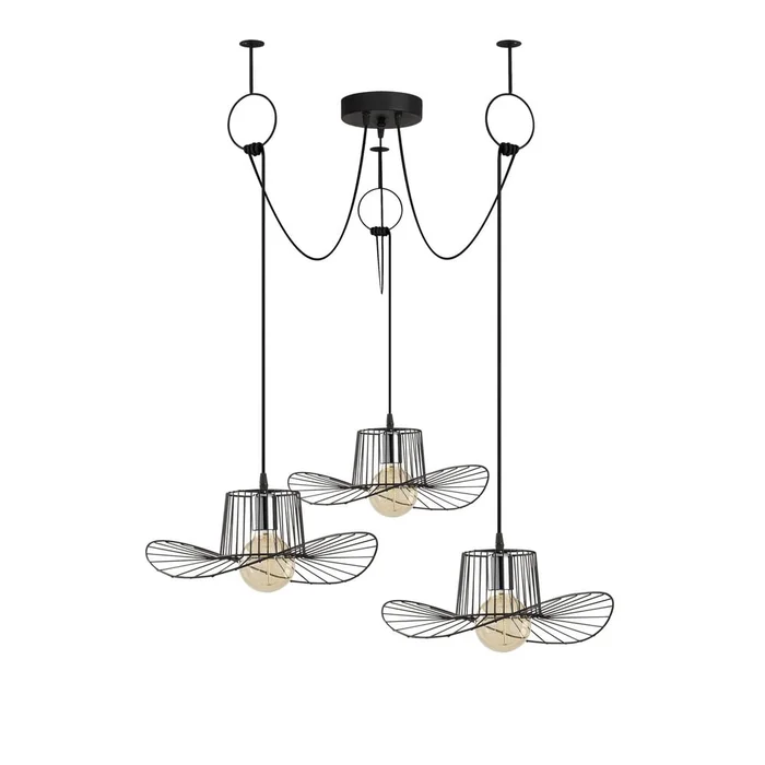 Černé závěsné svítidlo s 3 žárovkami Opviq lights Tel Hat
