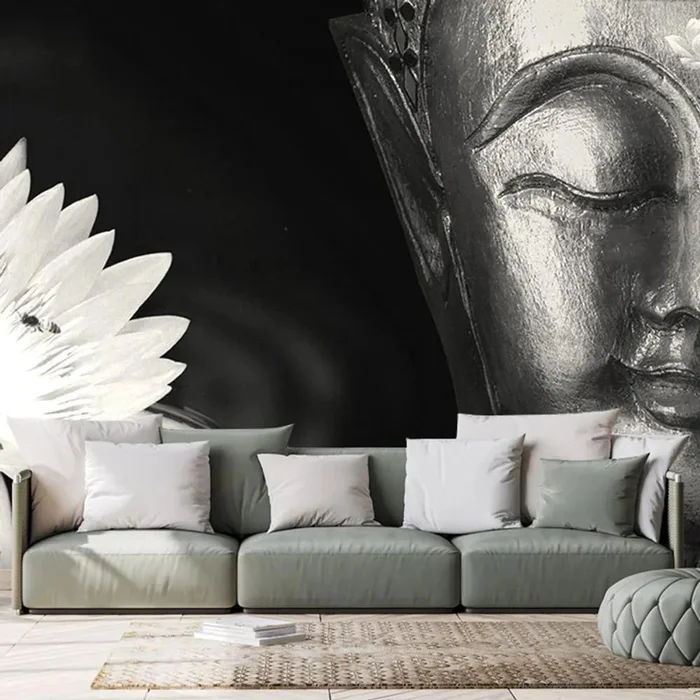 Černobílá Buddha tapeta