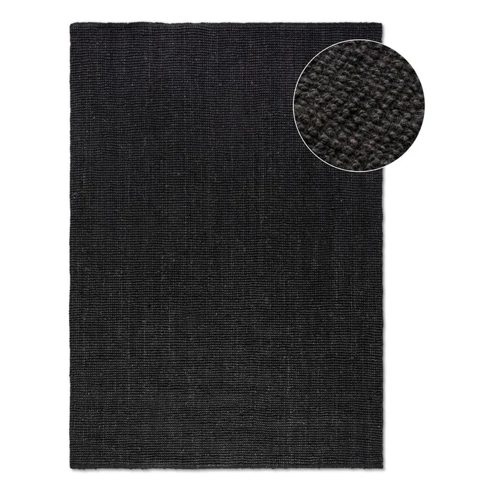 Černý jutový koberec 60x90 cm Bouclé
