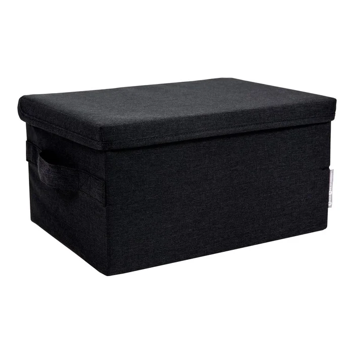 Černý látkový úložný box s víkem 34x45x25 cm