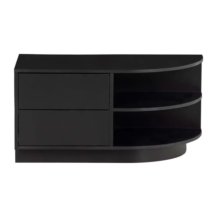 Černý modulární TV stolek Finca z borovicového dřeva