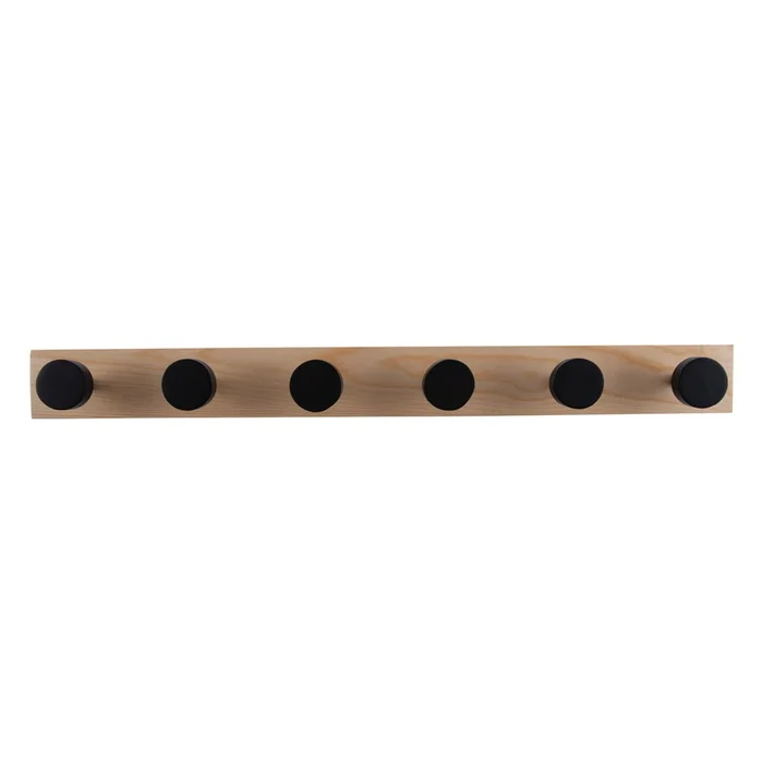 Černý nástěnný věšák z borovicového dřeva Knobs