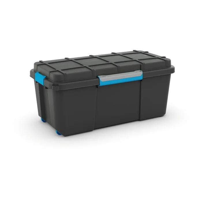 Černý plastový úložný box s víkem 78x39,5x35 cm