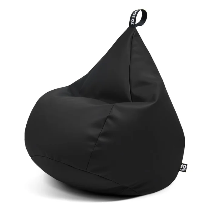 Černý sedací vak Drop XL z eko kůže