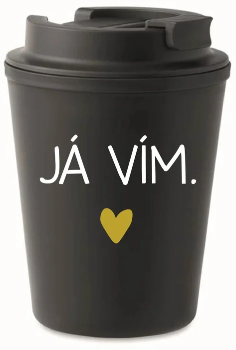 Černý termohrnek 300 ml JÁ VÍM.