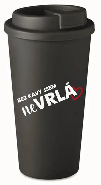 Černý termohrnek 475 ml BEZ KÁVY JSEM NEVRLÁ