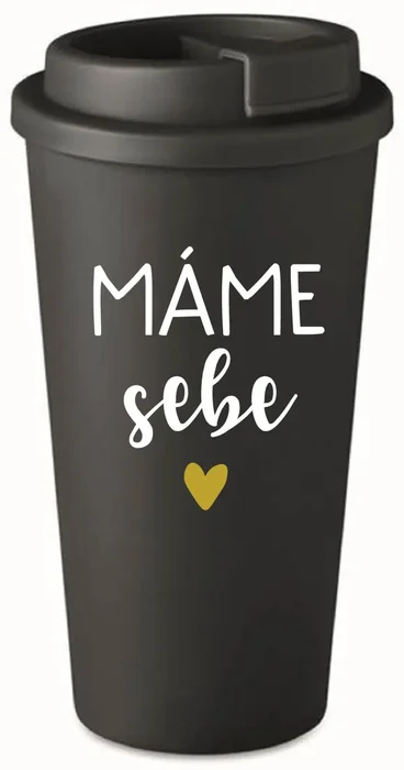 Černý termohrnek 475 ml MÁME SEBE