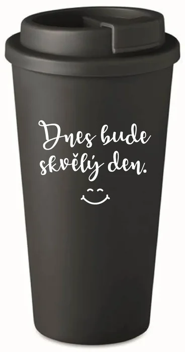 Černý termohrnek 475 ml s motivem Dnes bude skvělý den