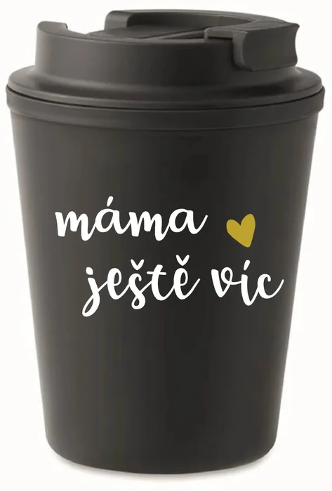 Černý termohrnek s nápisem Máma je ještě víc 300 ml