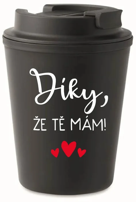 Černý termohrnek s vtipným nápisem 300 ml