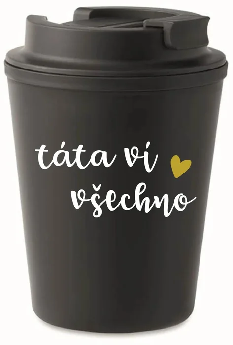 Černý termohrnek TÁTA VÍ VŠECHNO 300 ml