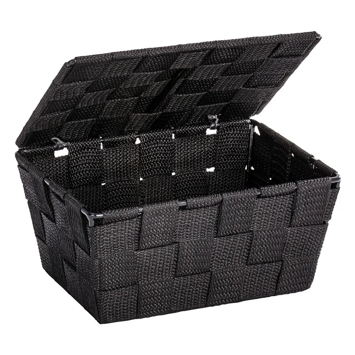 Černý úložný košík s víkem Wenko Adria