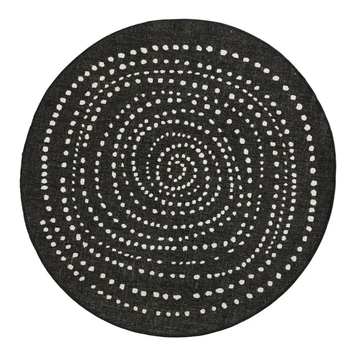 Černý venkovní kruhový koberec NORTHRUGS Bali, ø 140 cm