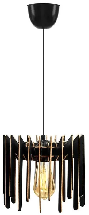 Černý závěsný lustr s MDF stínidlem 23 cm
