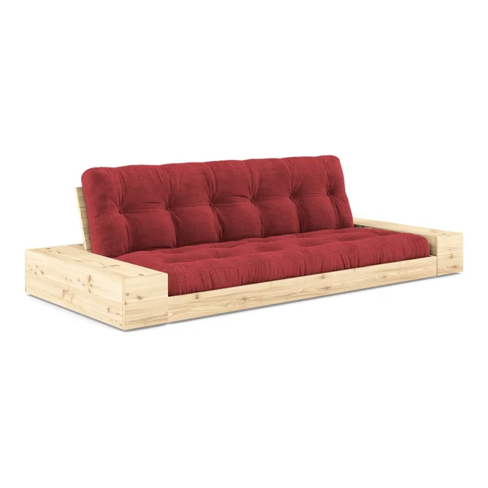Červená manšestrová rozkládací pohovka 244 cm Base