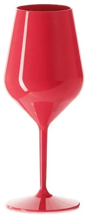 Červená odolná plastová sklenice na víno 470 ml