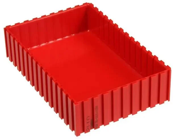 Červená plastová skladovací krabička 35x150 mm