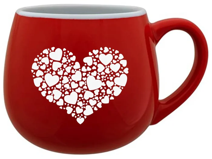 Červený keramický hrnek srdce 300 ml