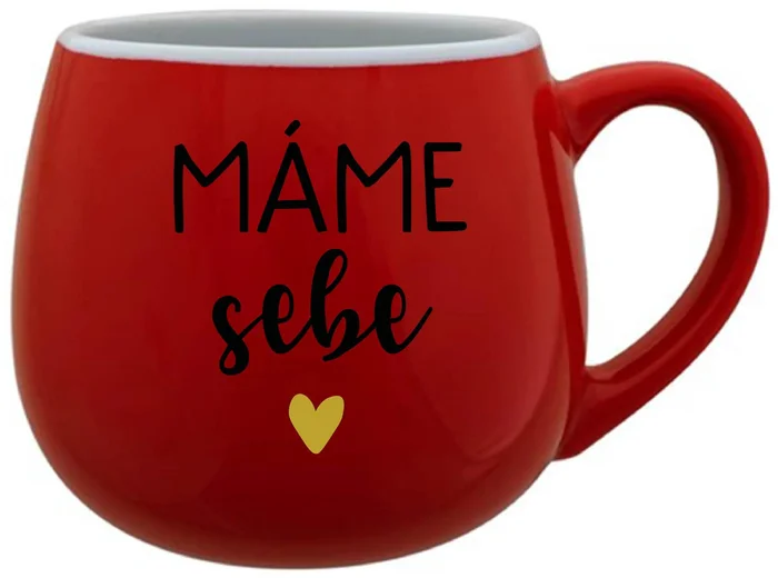 Červený keramický hrníček MÁME SEBE 300 ml
