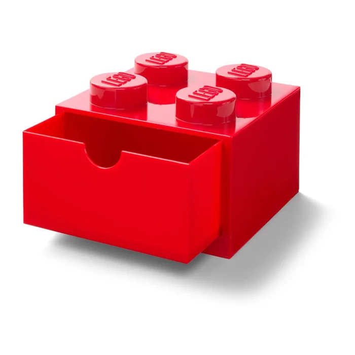 Červený LEGO® stolní úložný box se zásuvkou 15x16 cm