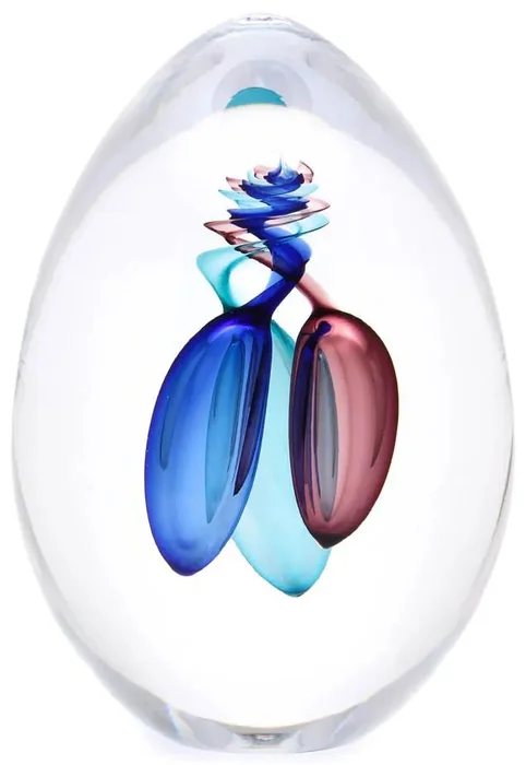 České skleněné těžítko - modro-tyrkysová/vínová, 10 cm