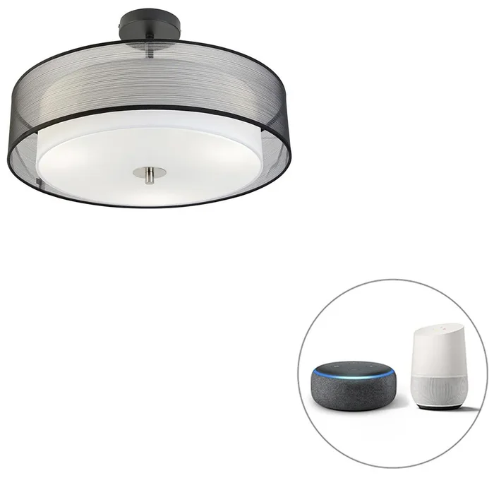 Chytré černobílé stropní LED svítidlo 50 cm s WiFi